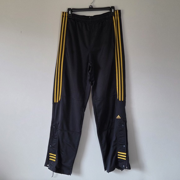 adidas Other - Vintage 2003 Adidas Snap Button Track Pants - Men's Medium Black/Yellow Thrashed